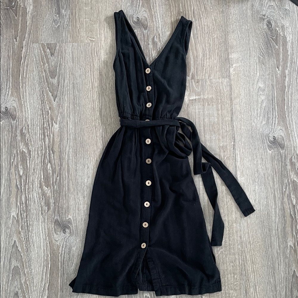 Universal Thread Black Midi Dress with Button Detail